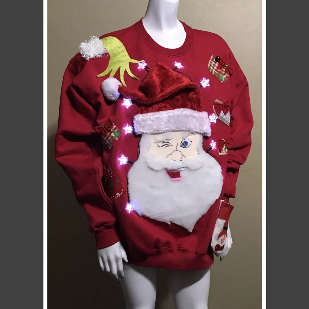 UGLY XMAS CHRISTMAS THE GRINCH SANTA SWEATER 🤗